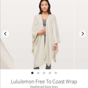 Lululemon Free To Coast Wrap Heathered Dove Grey Shawl Low Back Cardigan